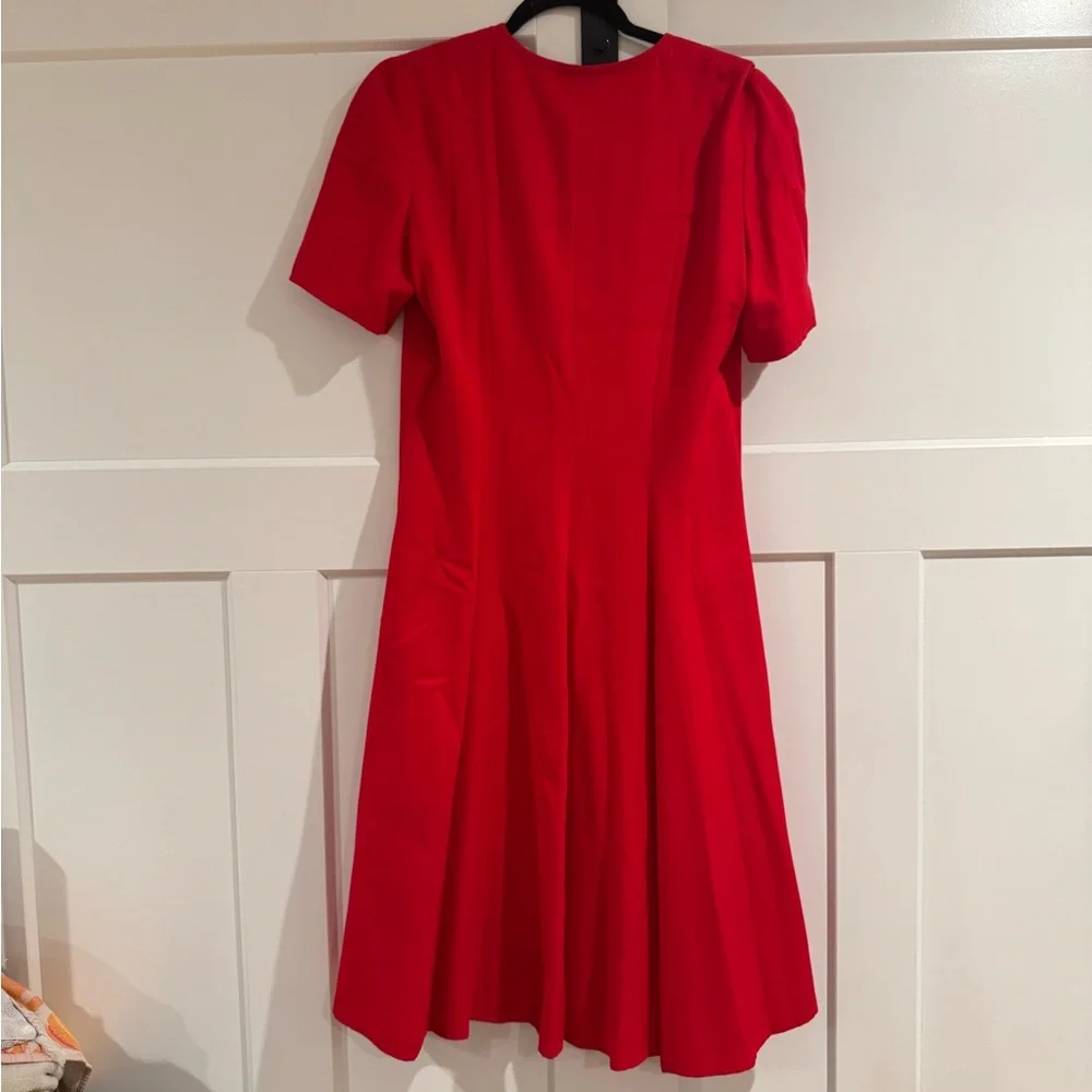Vintage‎ Liz Claiborne Red Midi Dress with Black Buttons